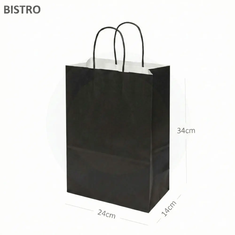 [101024] Black - #2414 White Paper Twisted Handle Bag 200/ctn