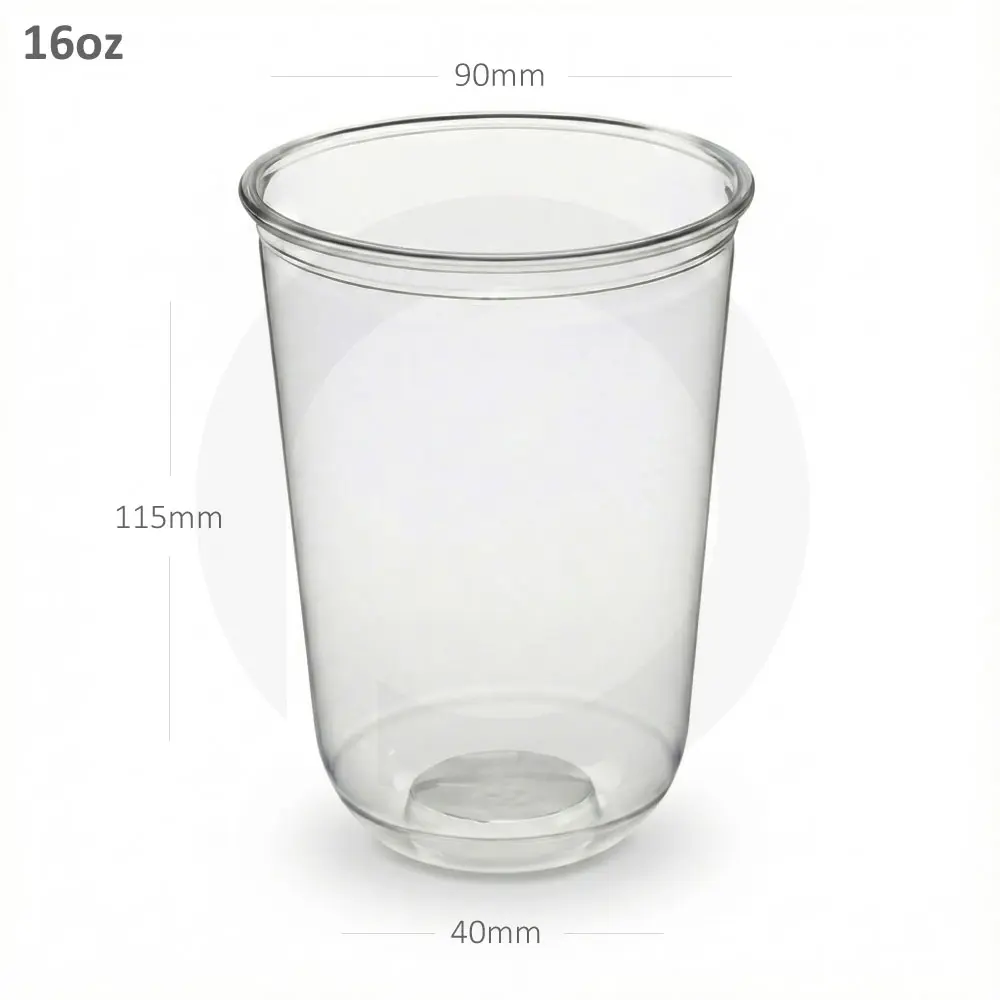 16oz Clear PET Plastic U Shape Cup 1000/ctn 