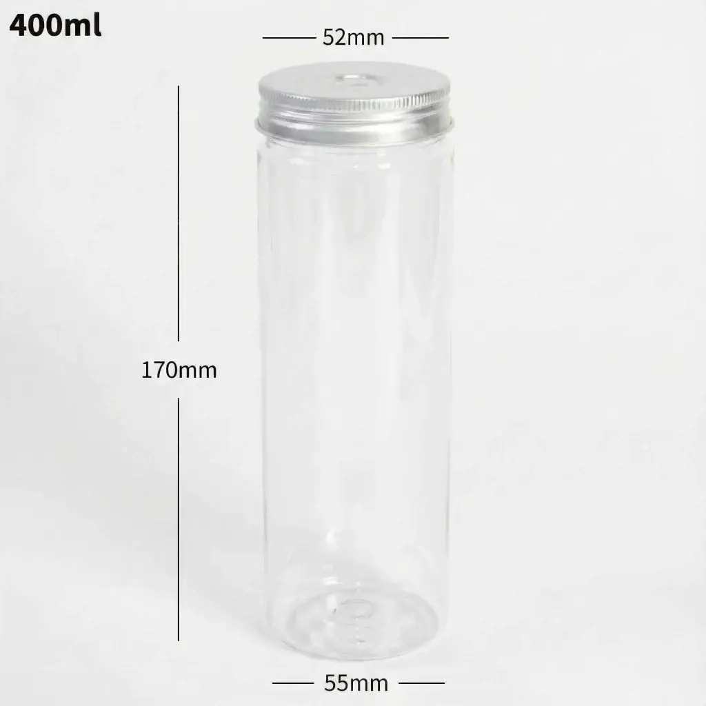[107002] 400ml PET Plastic Bottle O Hole Alu Cap 100/ctn