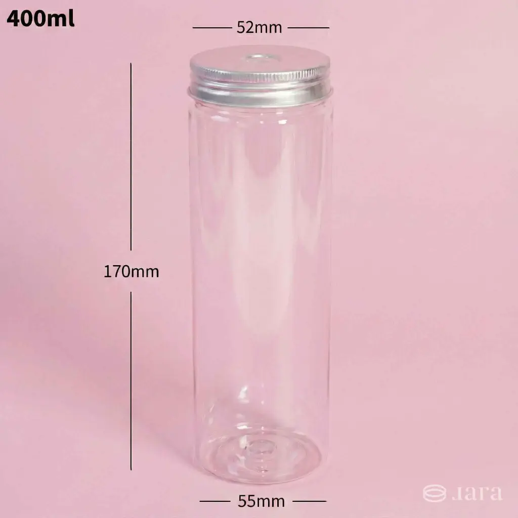 [107002] 400ml PET Plastic Bottle O Hole Alu Cap 100/ctn