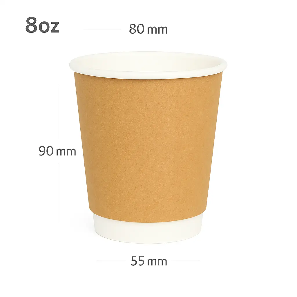 [015013] 8oz Double Wall White Kraft Paper Cup 500/ctn