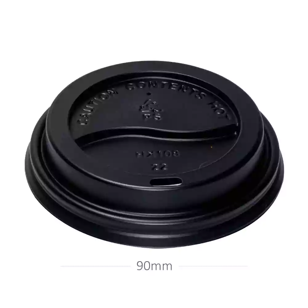 [015011D] 90mm PS Plastic Black No Cap Lid 1000/ctn
