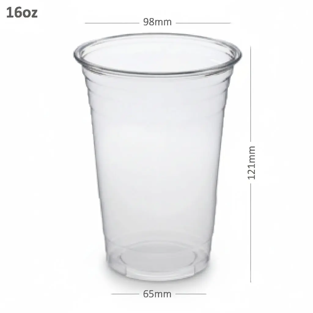 [112026] 16oz-98 Clear PET Plastic Cup 1000/ctn