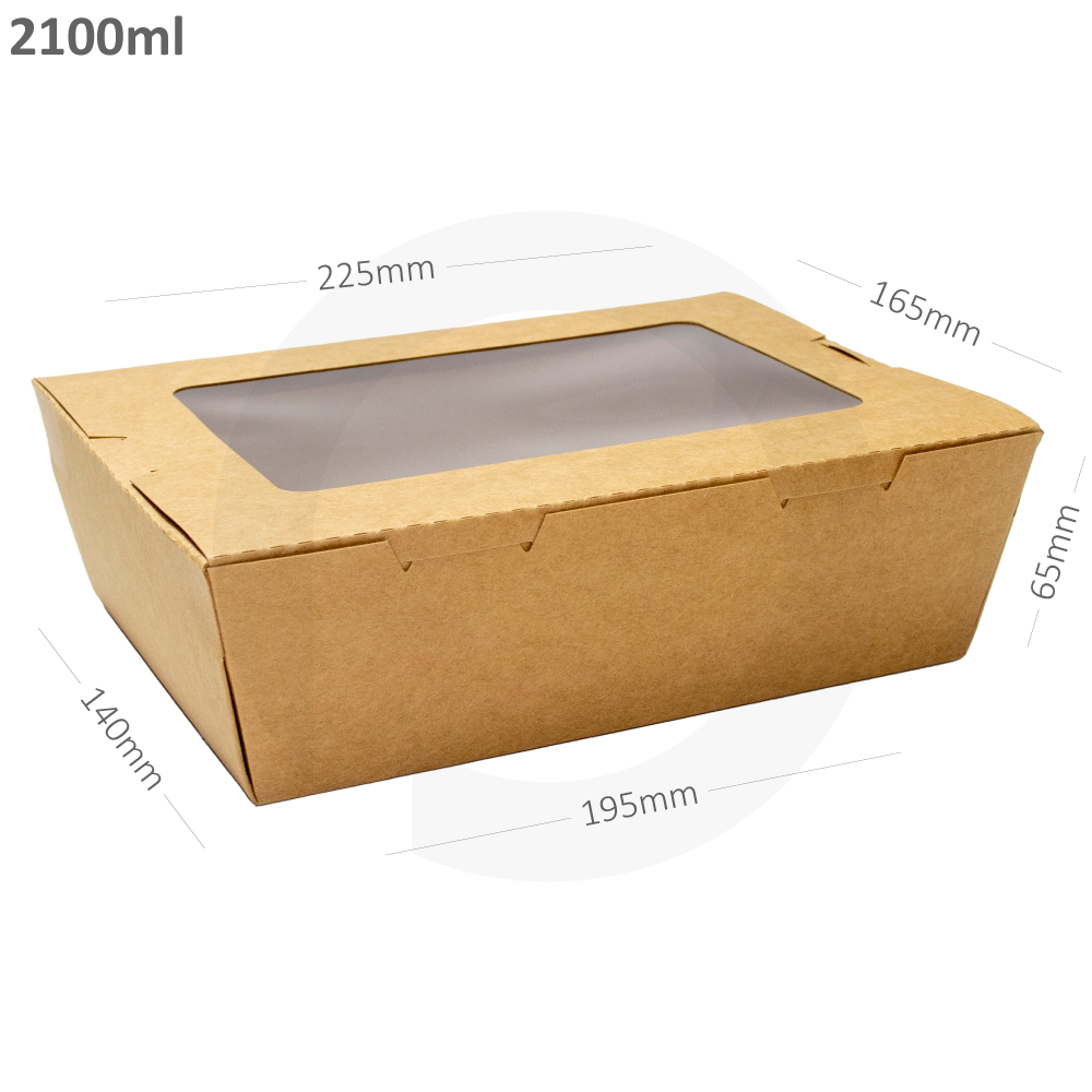 [331.026] 2100ml Kraft Paper Window Lunch Box 200/ctn