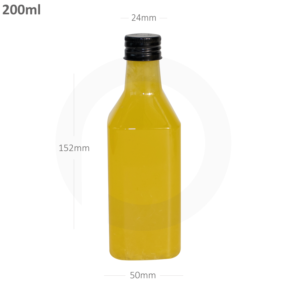 [368046] 200ml PET Plastic Bottle with Black Alu Cap 200/ctn