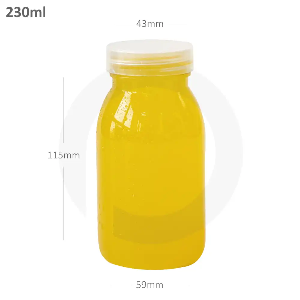 [033001] 230ml PET Plastic Milk Bottle with White PP Cap 200/ctn