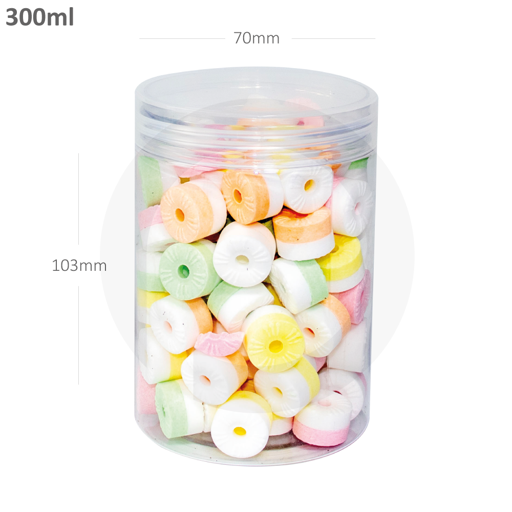 [368.014] 300ml/70mm PET Plastic Jar Clear PP Cap 150/ctn