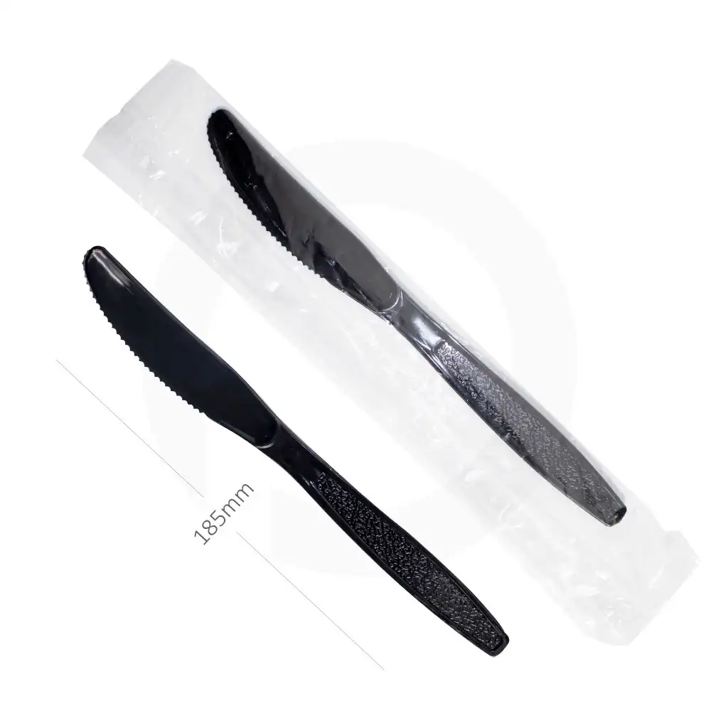 [004020] Premium Black PS Plastic Knife Film Wrap 1000/ctn