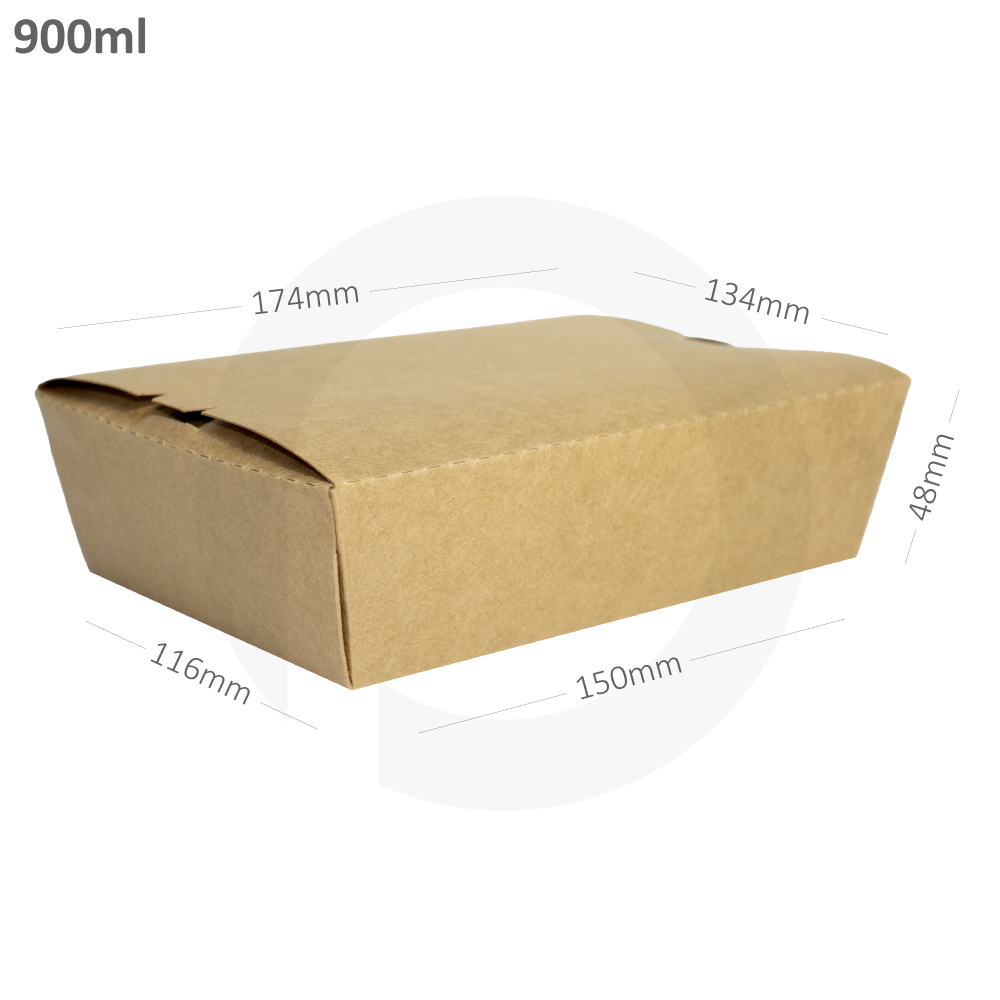 [005002] 900ml Kraft Paper Lunch Box 200/ctn