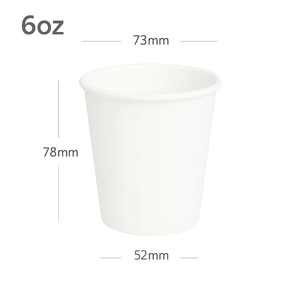 [015058] 6oz Single Wall White Paper Cup 1000/ctn