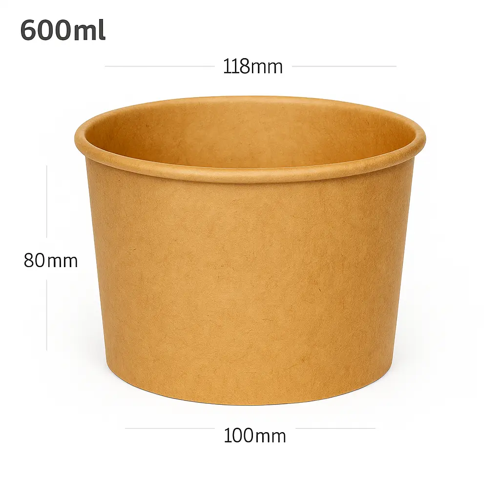 [012071] 600ml Kraft Paper Soup Cup 500/ctn