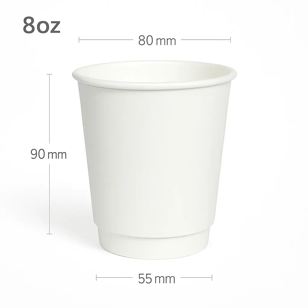 [015027] 8oz Double Wall White Paper Cup 500/ctn