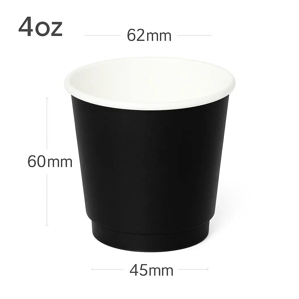 [015066] Black - 4oz Double Wall White Paper Cup 500/ctn