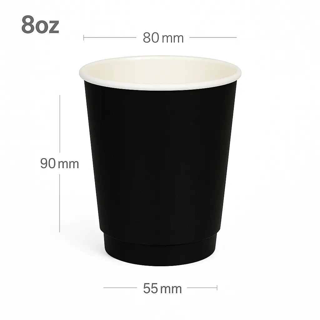 [015068] Black - 8oz Double Wall White Paper Cup 500/ctn