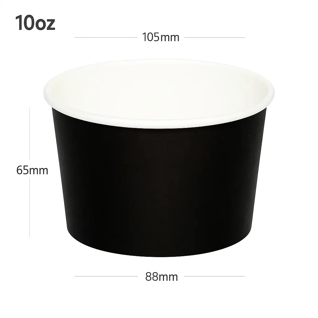 [051009] Black - 10oz White Paper Ice Cream Cup 1000/ctn