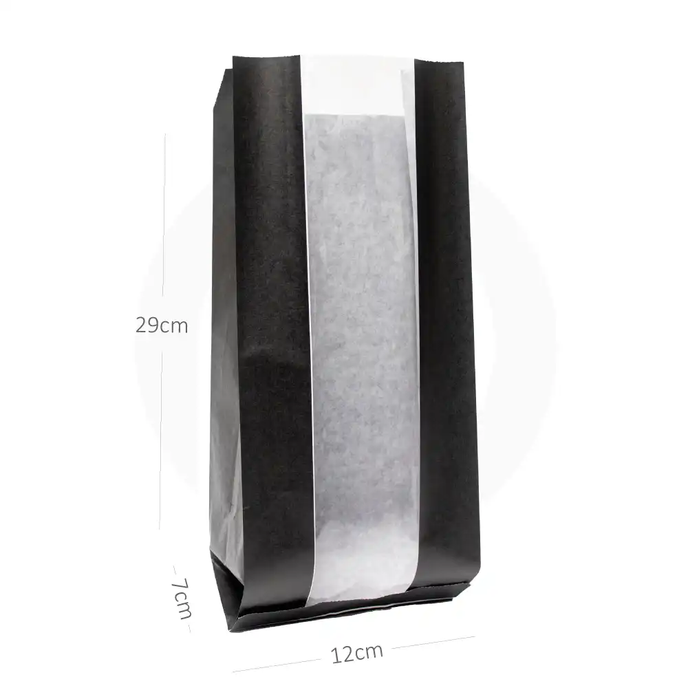 [042016] Black - #5 Satchel Window White Paper Bag 1000/ctn