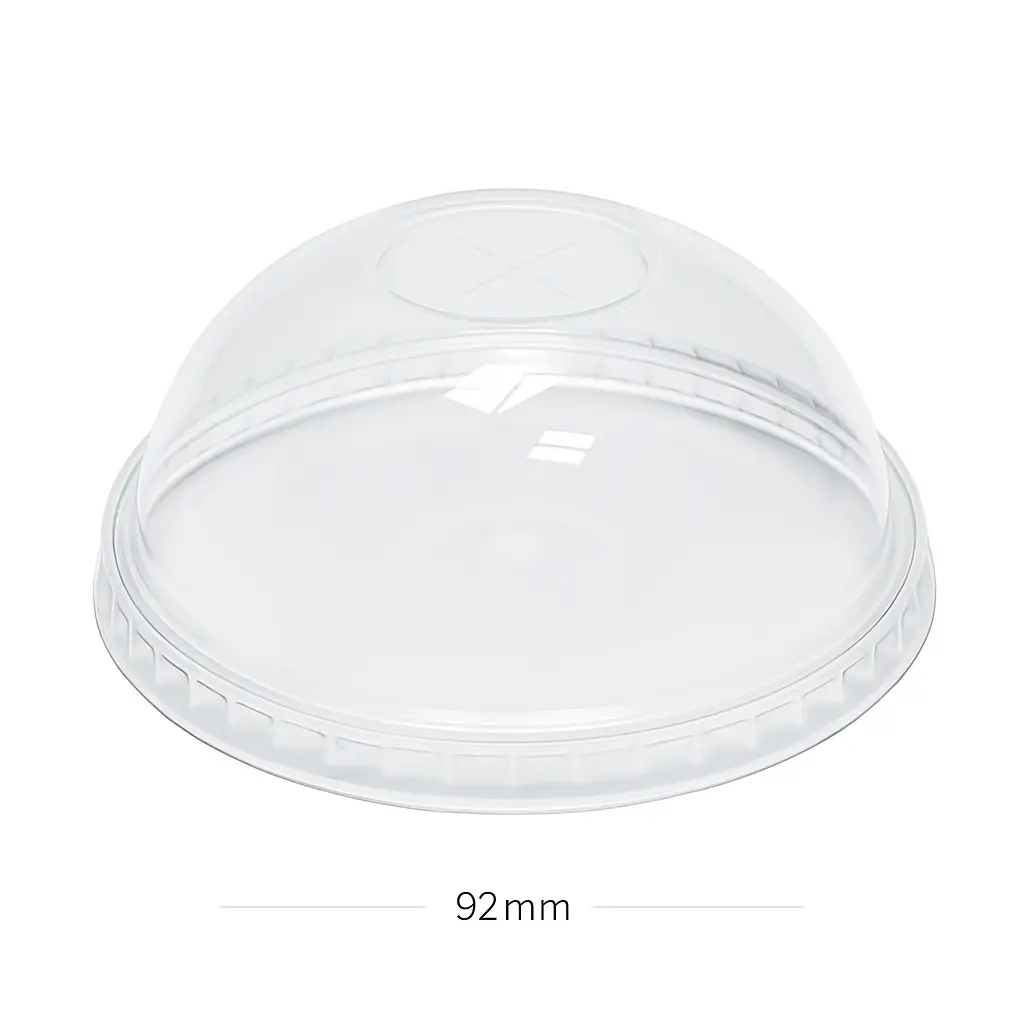 [012015] 92mm PET Plastic No Hole Dome Lid 1000/ctn