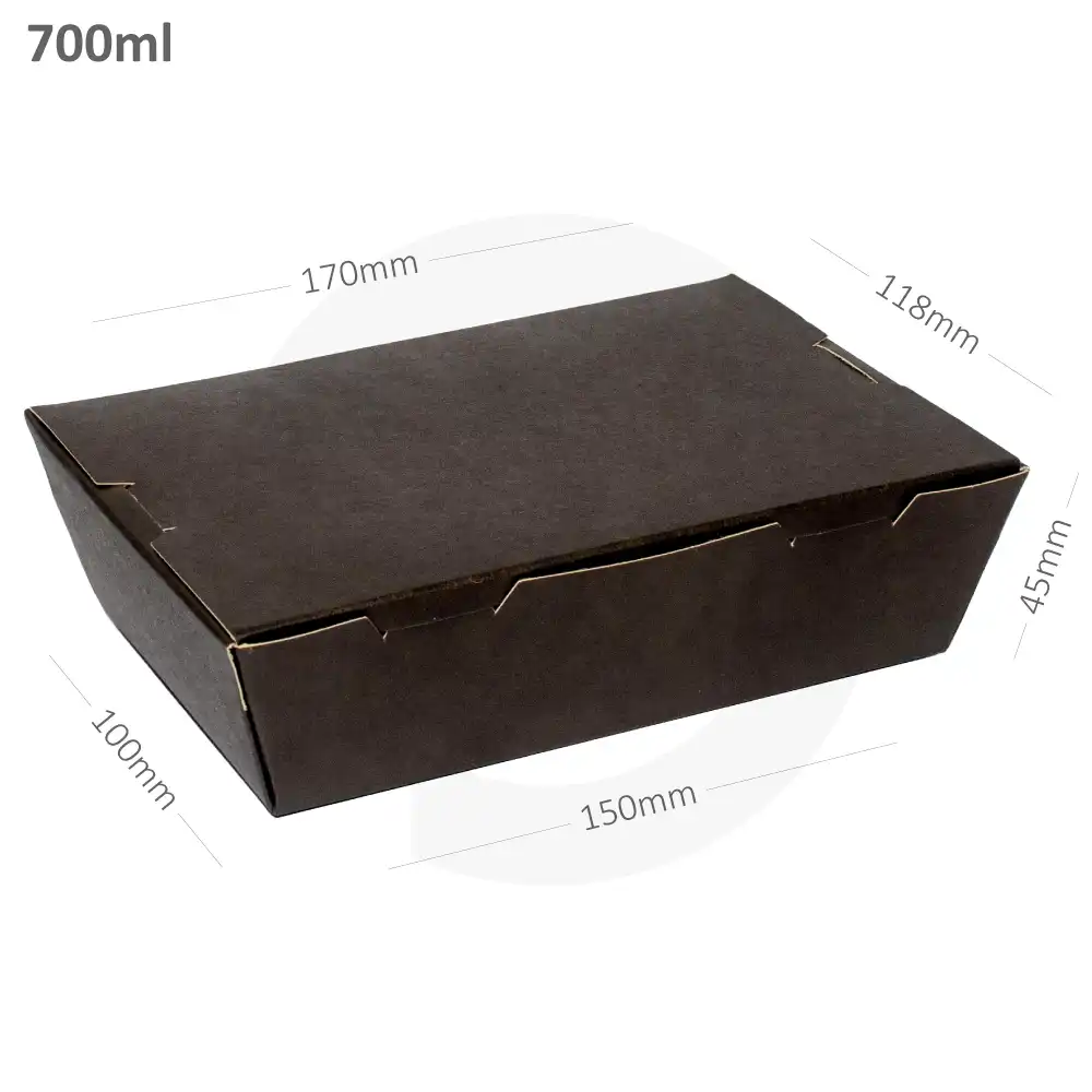 [052005] Black - 700ml A Kraft Paper Lunch Box 200/ctn