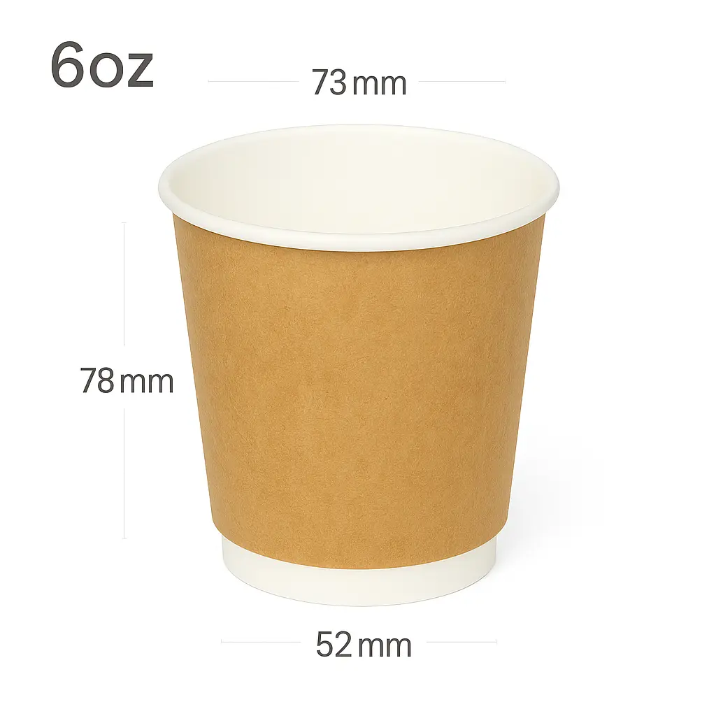 [015097] 6oz Double Wall White Kraft Paper Cup 500/ctn