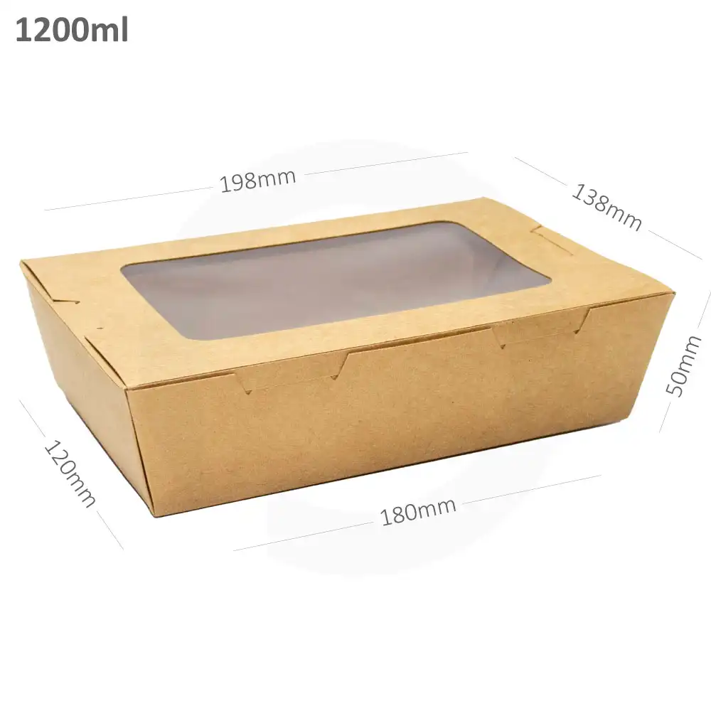 [052017] 1200ml W Kraft Paper Window Lunch Box 200/ctn