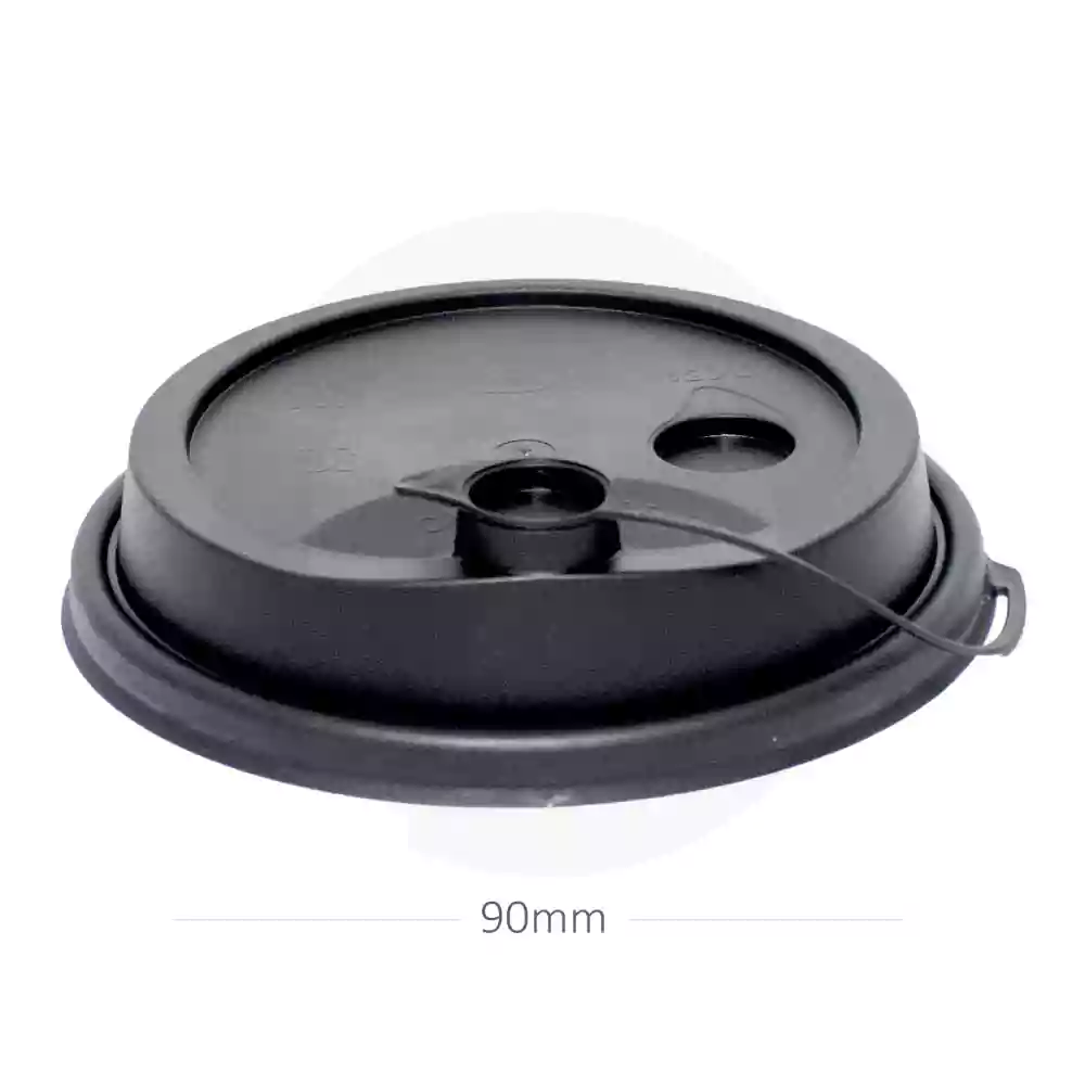 [012082] 90mm PP Plastic Matte Black Lid Connected 1000/ctn