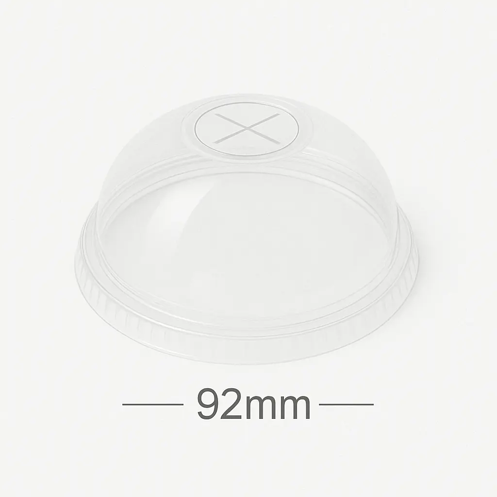 [012050] 92mm PET Plastic X Hole Dome Lid 1000/ctn