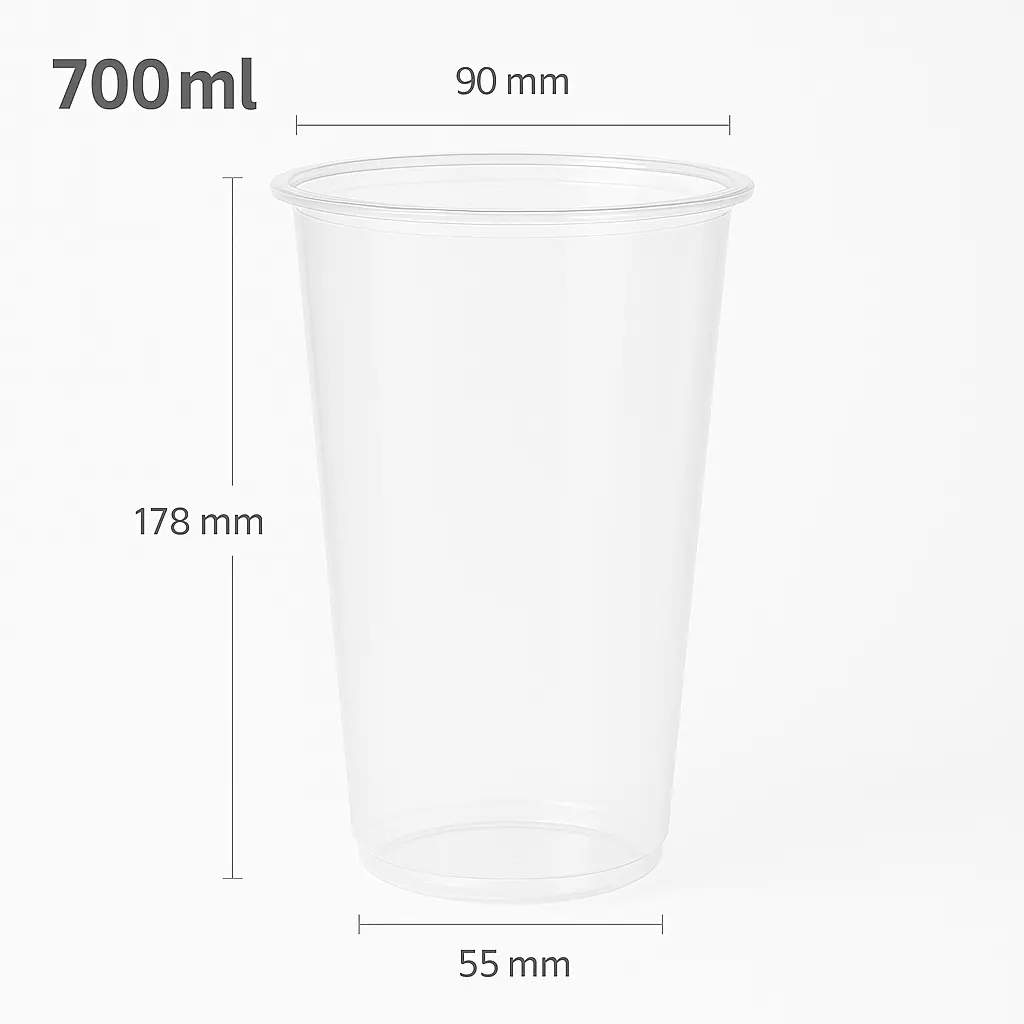 [040008] 700ml/90mm PP Plastic Cup 500/ctn