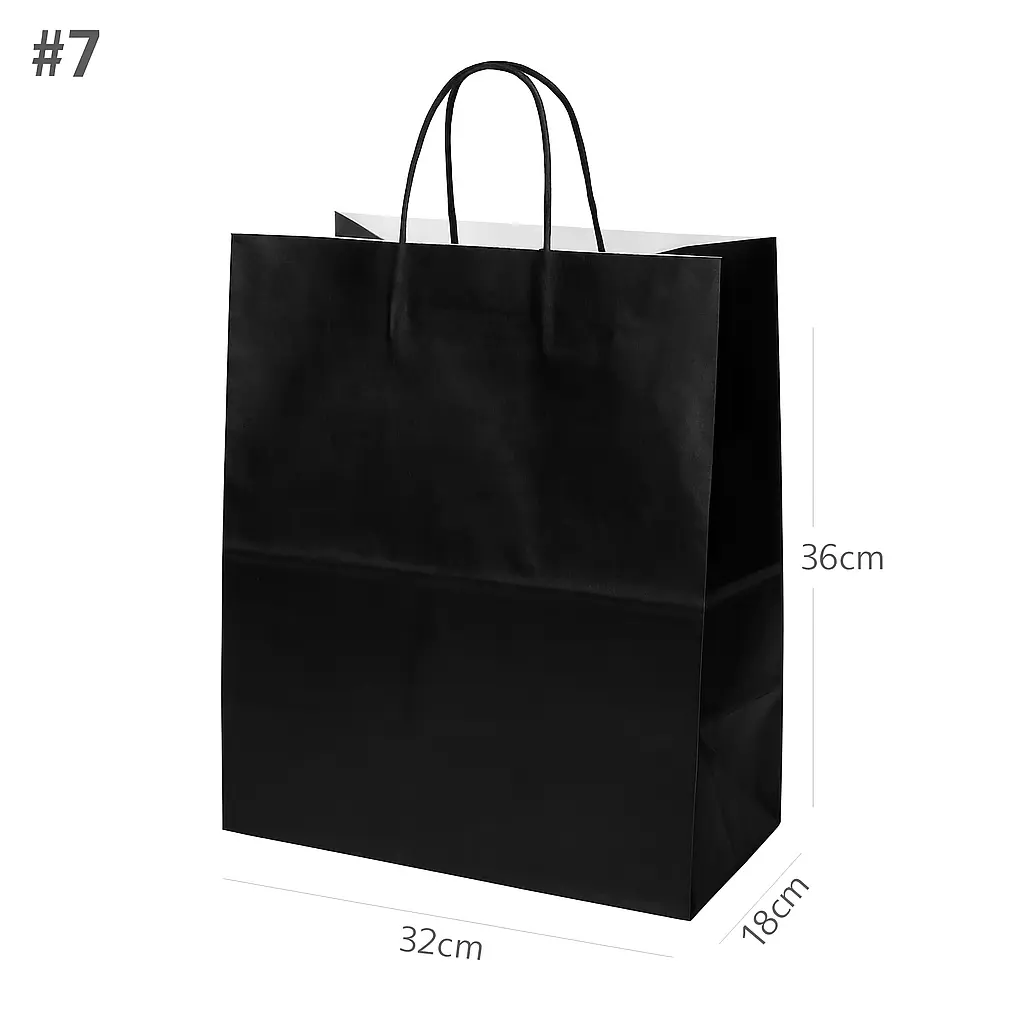 [042030] Black - #7 White Paper Twisted Handle Bag 200/ctn