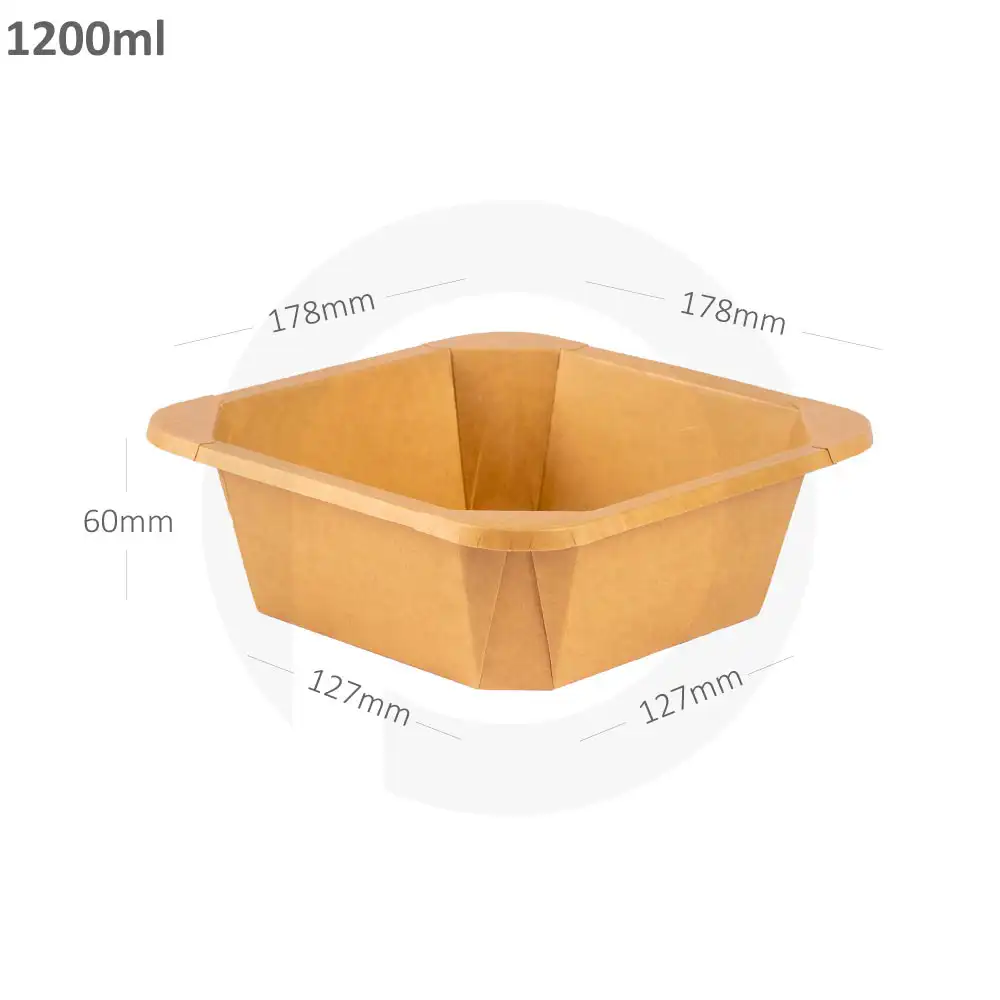 [063004] 1200ml Kraft Paper Square Bowl 300/ctn