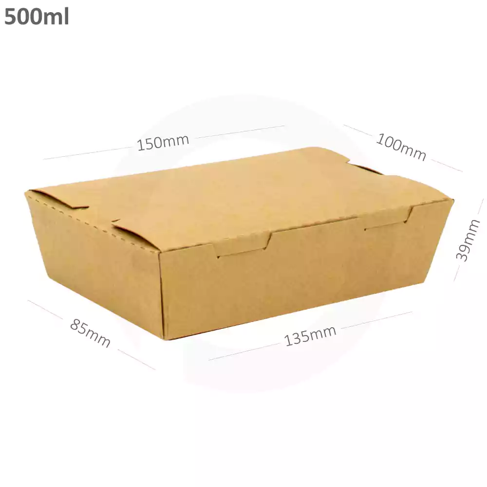 [002003] 500ml A Kraft Paper Lunch Box 200/ctn