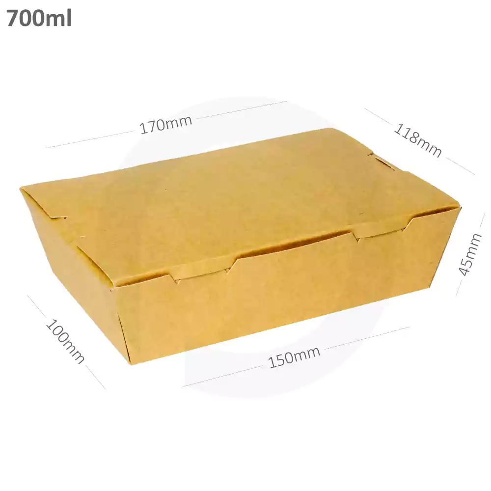 [002004] 700ml A Kraft Paper Lunch Box 200/ctn