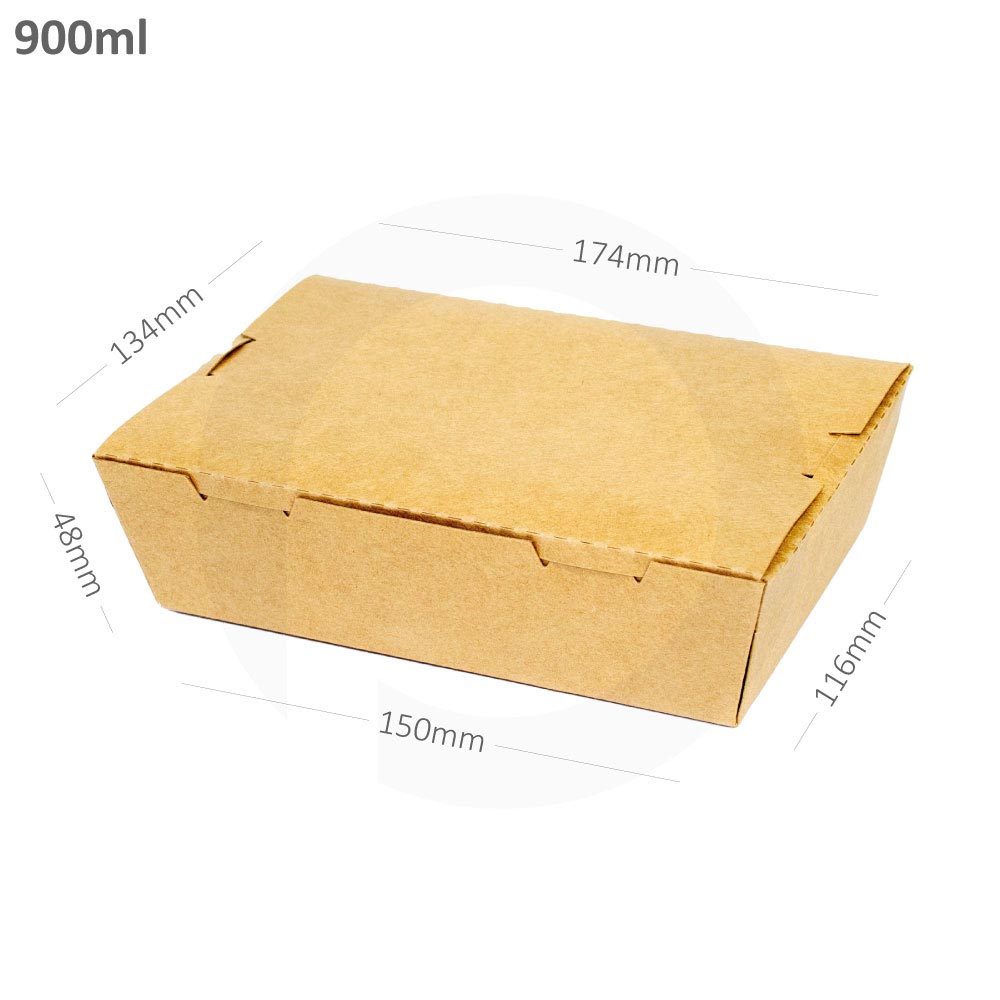 [002005] 900ml A Kraft Paper Lunch Box 200/ctn