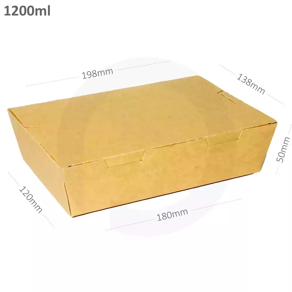 [002006] 1200ml A Kraft Paper Lunch Box 200/ctn