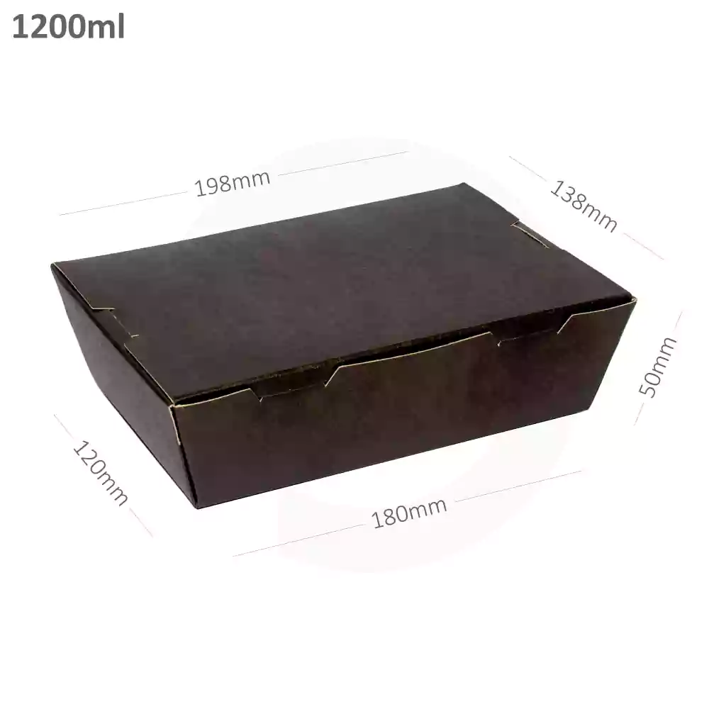 [002009] Black - 1200ml A Kraft Paper Lunch Box 200/ctn