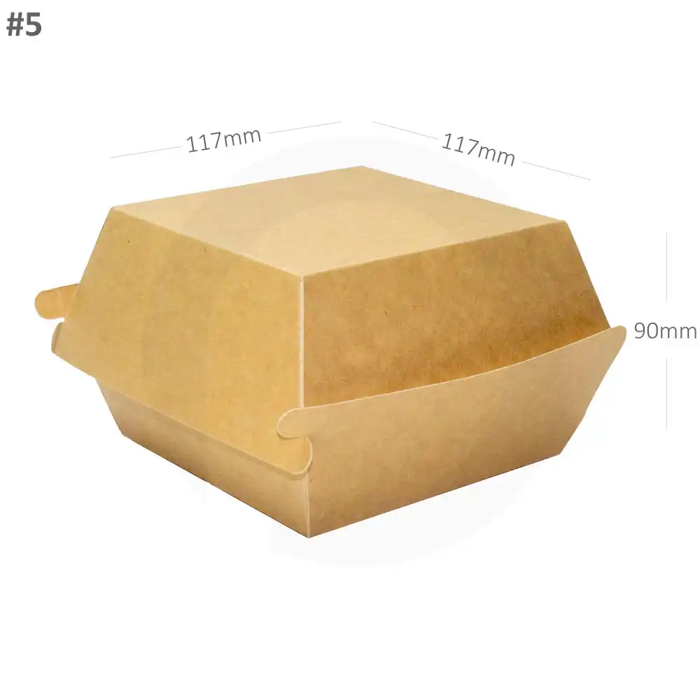 [052035] Burger Kraft Paper Box 117×117×90H mm 200/ctn