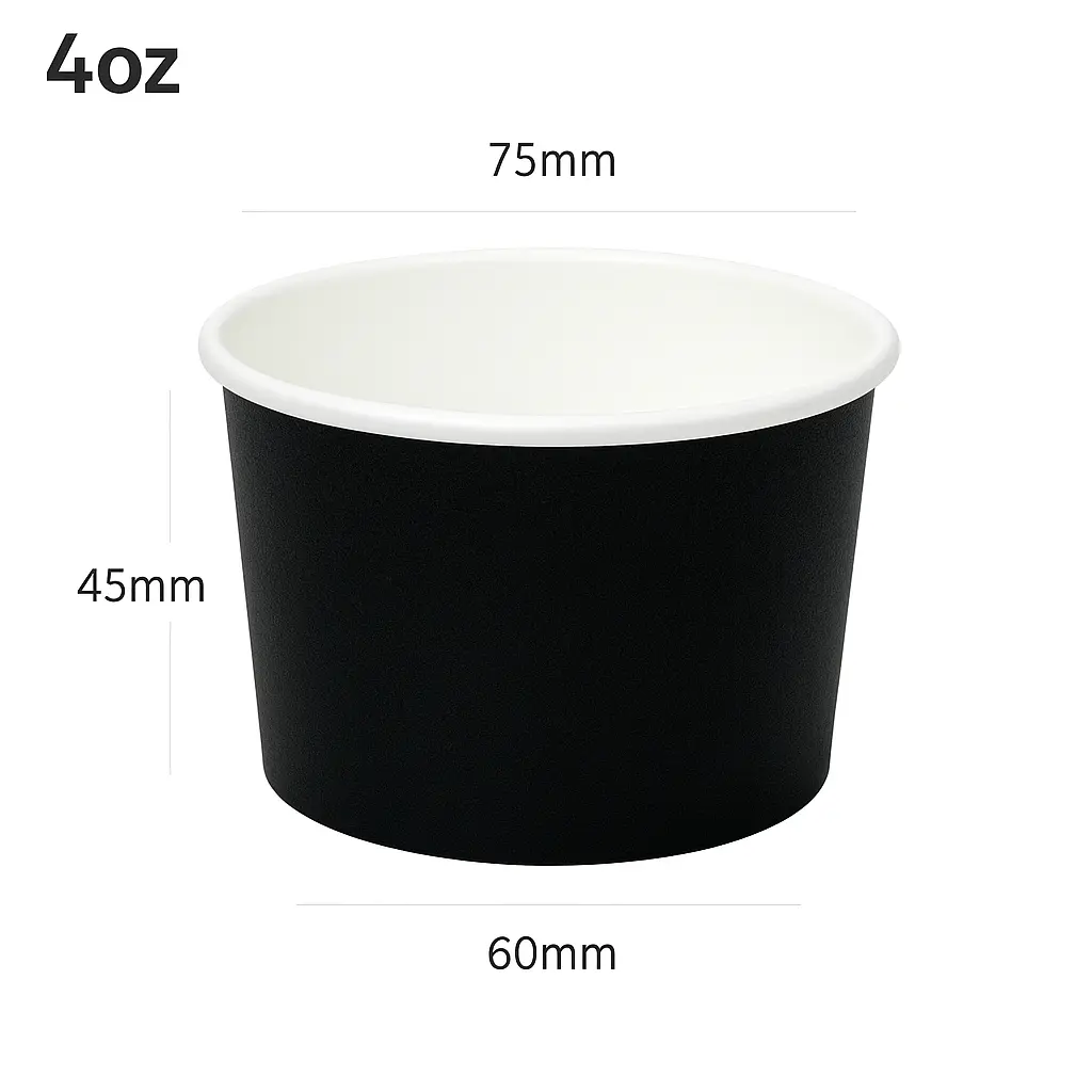 [051014] Black - 4oz White Paper Ice Cream Cup 1000/ctn
