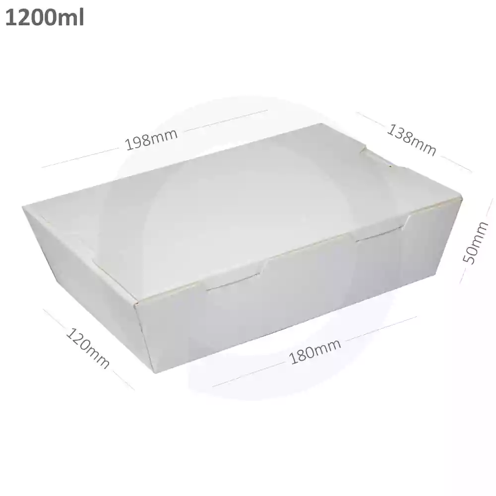 [002011] 1200ml A White Paper Lunch Box 200/ctn