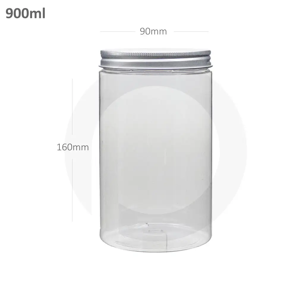 [new168] 900ml/90mm PET Plastic Jar Alu Cap 100/ctn