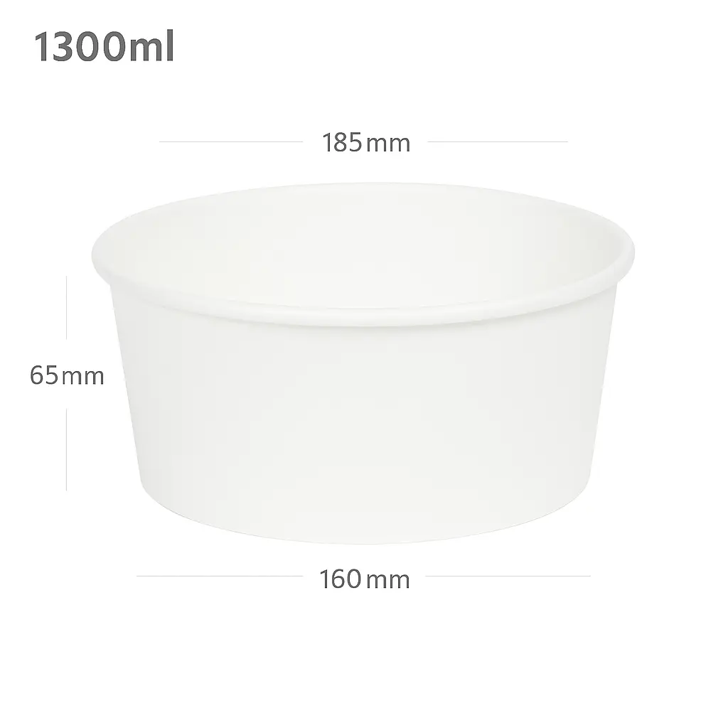 [new175] 1300ml White Paper Salad Bowl 300/ctn