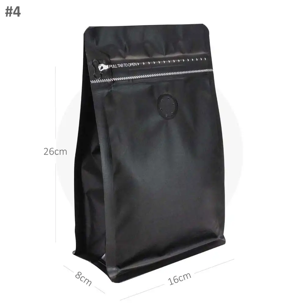 [new201] #4 Black Flat Bottom Ziplock Valve Bag 300/ctn