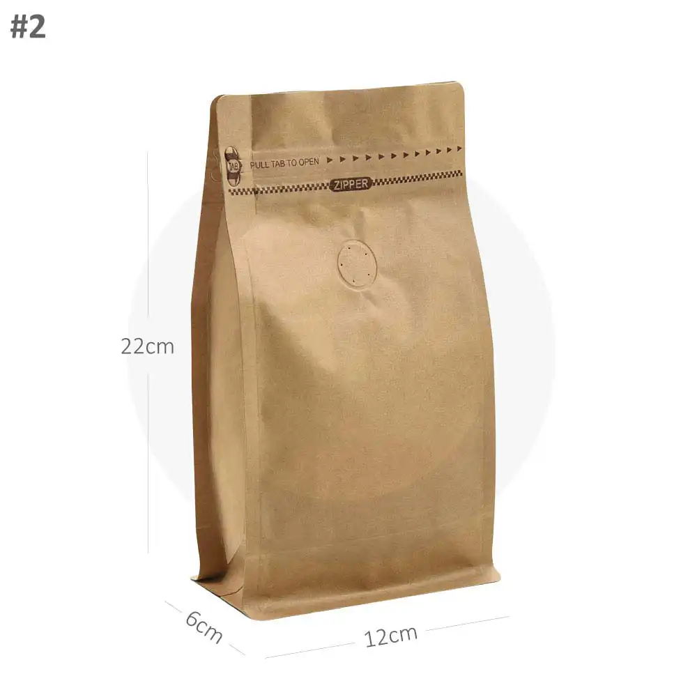 [new205] #2 Kraft Flat Bottom Ziplock Valve Bag 300/ctn