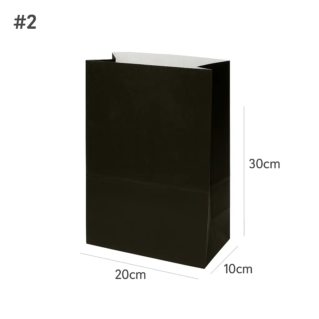[new306] Black - #2 White Paper No Handle Bag 200/ctn