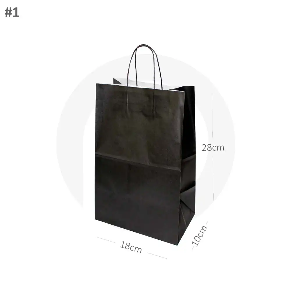 [new314] Black - #1 White Paper Twisted Handle Bag 200/ctn