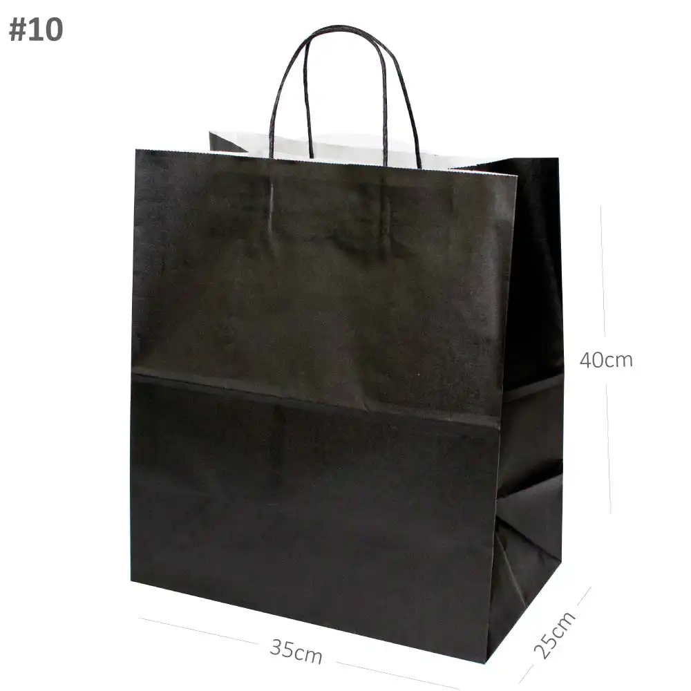 [new321] Black - #10 White Paper Twisted Handle Bag 200/ctn