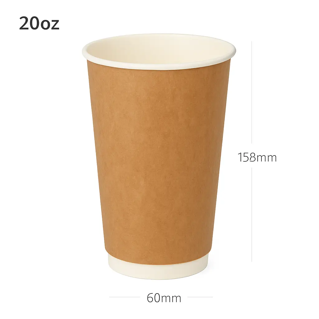 [new380] 20oz Double Wall White Kraft Paper Cup 500/ctn