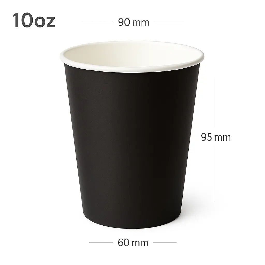 [new446] Black - 10oz Single Wall White Paper Cup 1000/ctn