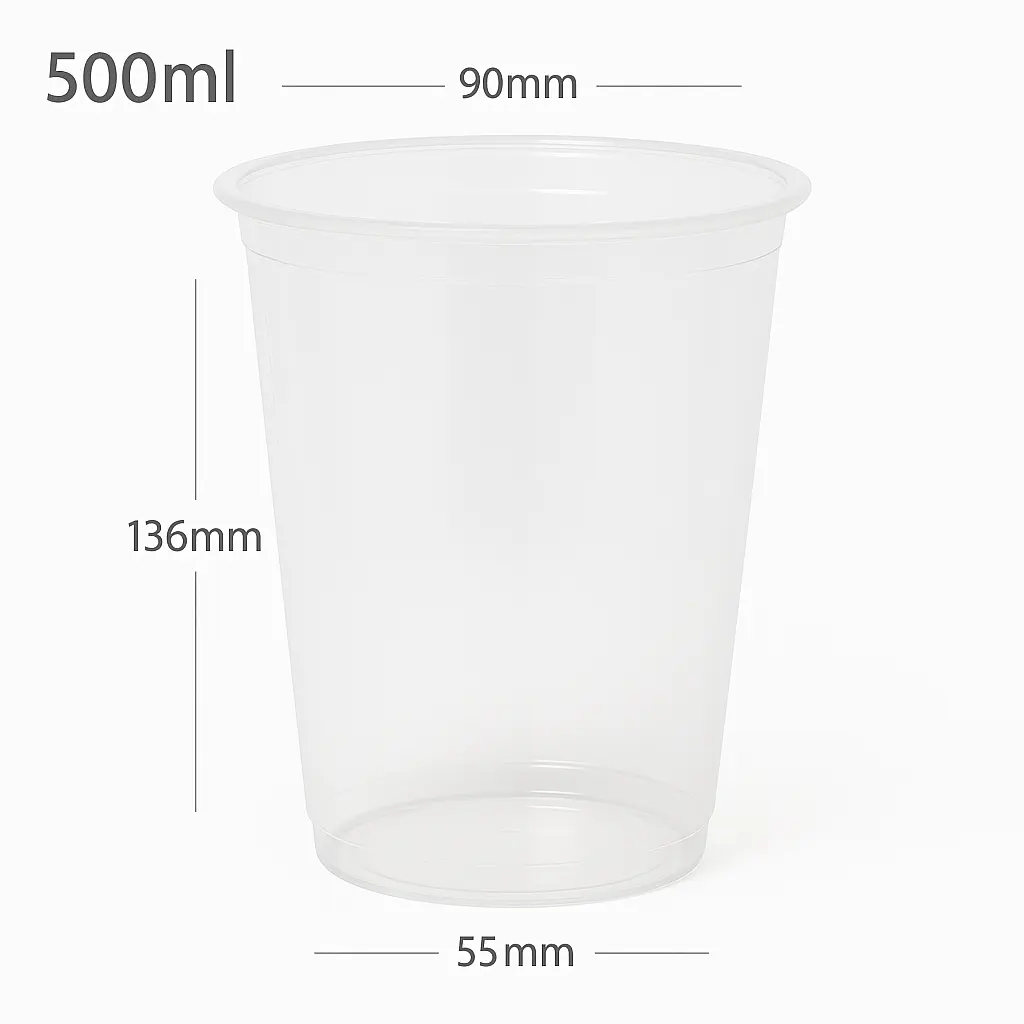 [076038] 500ml/90mm PP Plastic Cup 500/ctn