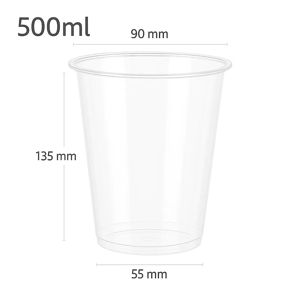 [076038] 500ml/90mm PP Plastic Cup 500/ctn