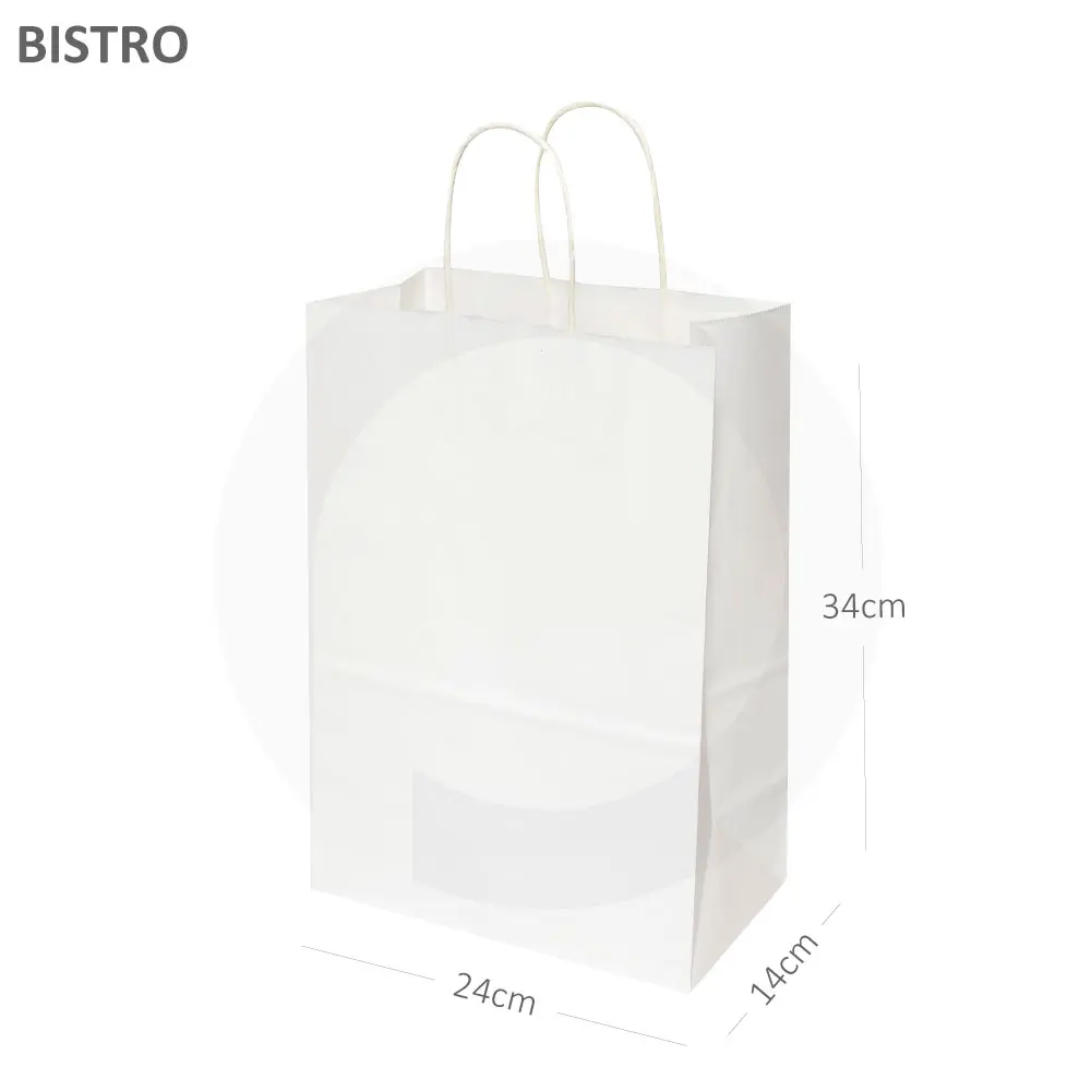 [101023] BISTRO White Paper Twisted Handle Bag 200/ctn
