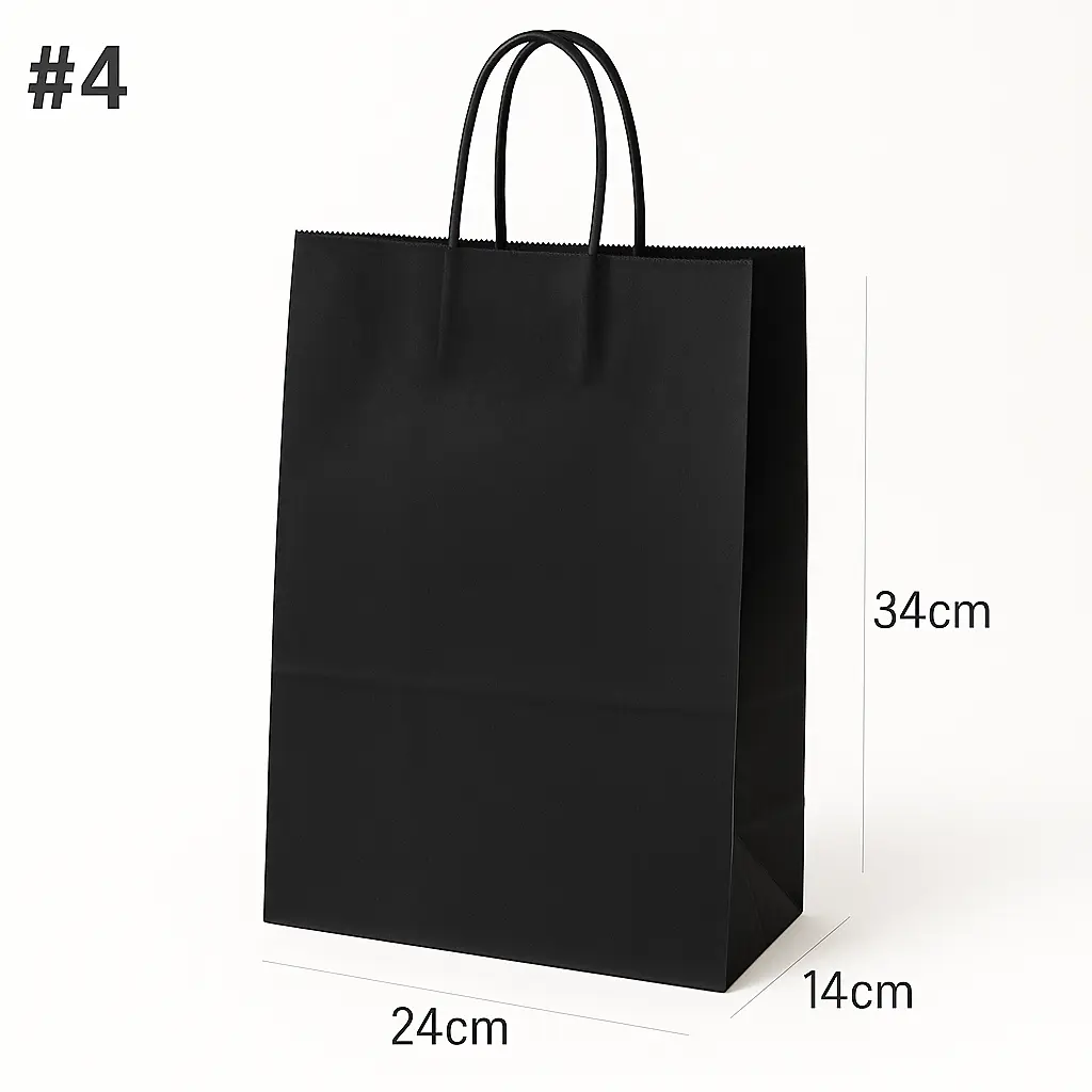 [101024] Black - #4 White Paper Twisted Handle Bag 200/ctn